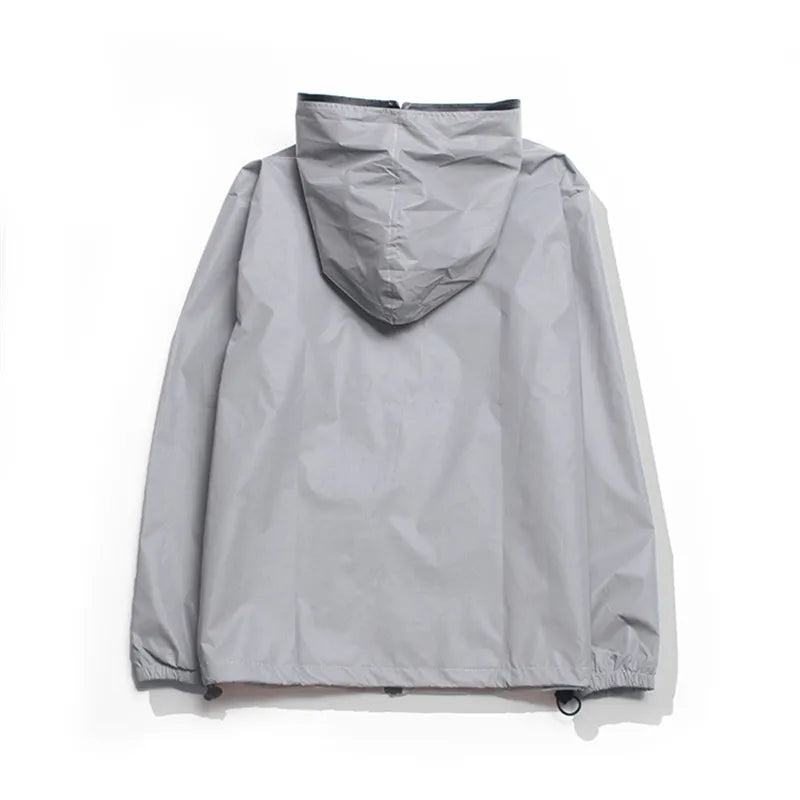 Men's Reflective Hooded Jacket with Zipper Detail