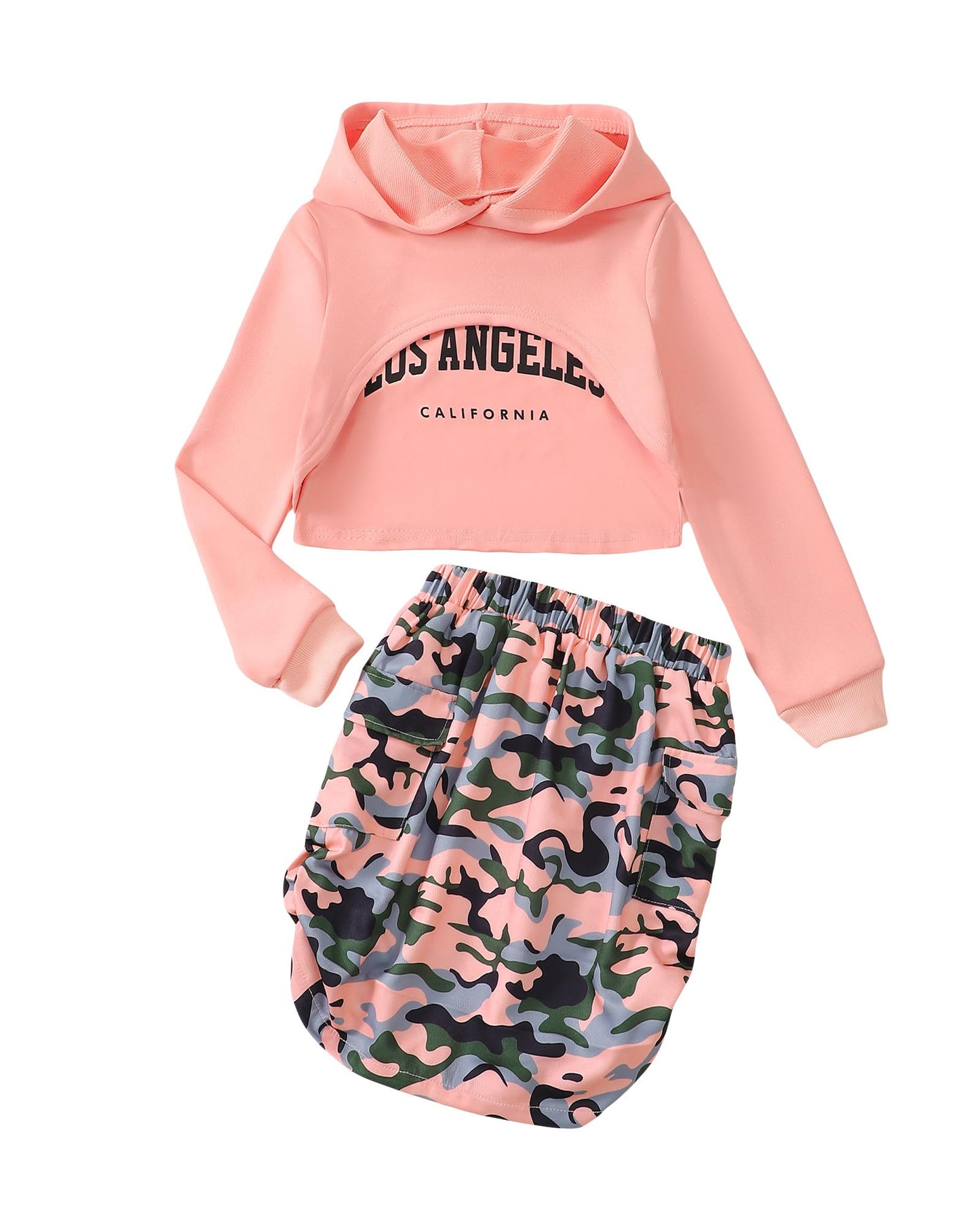 Girls 3 Piece Cami Hoodie and Drawstring Skirt Set, Size 9-10